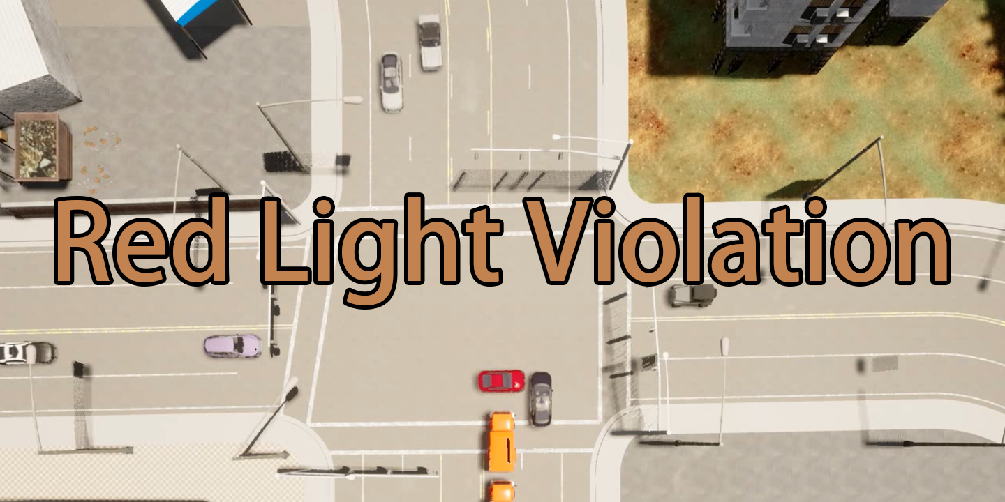 <b>Scenario 10: Red Light Violation.</b>
      The controlled vehicle is going straight to pass an intersection on green lights. Coopernaut identifies the abnormal behaviors of the collider(red car) and proactively hard brakes to avoid the potential collision.