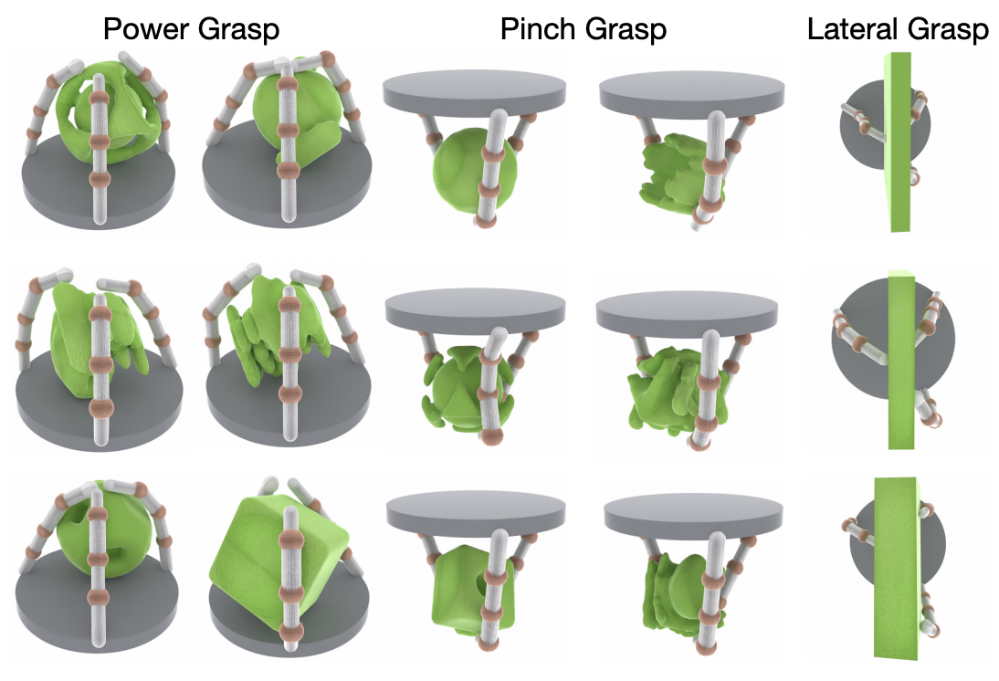 Emergent Hand Morphology and Control from Optimizing Robust Grasps of Diverse Objects